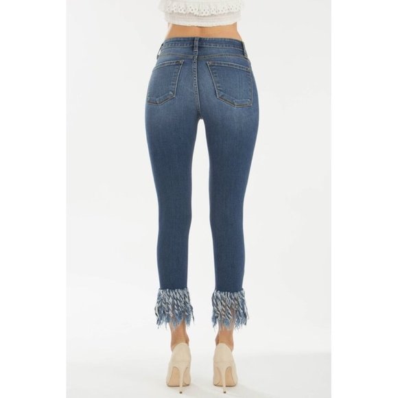 ❌SOLD OUT❌ KANCAN HIGHRISE FRINGE HEM SKINNY JEANS - Picture 3 of 4